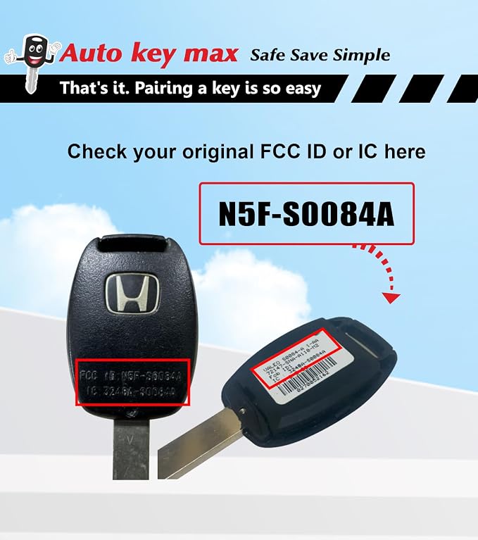 DIY Programmable Tool,Simple OBD2 car Key fob Programmer Replacement for 2006 2007 2008 2009 2010 2011 Honda Civic EX Si N5F-S0084A