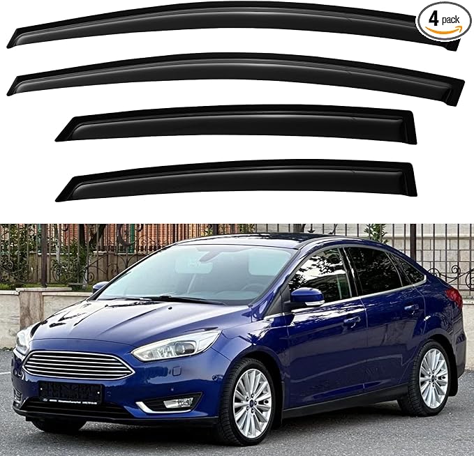 Window Visors Rain Guards Shield for 2012-2018 Ford Focus Sedan & Hatchback, Out-Channel Window Vent Wind Deflectors Visors Shades for 12-18 Focus (Not for Focus RS & ST)