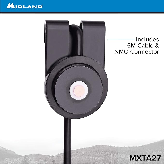 Midland – MXTA27 MicroMobile Universal Lip Mount with NMO Connector and 6M Cable – Fits Most Trunks/Car Hoods