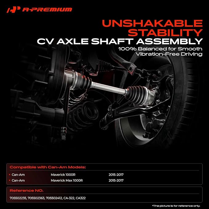A-Premium Rear Driver or Passenger Side CV Axle Shaft Assembly for Can-Am | Compatible with Maverick 1000R 2015-2017, Maverick Max 1000R 2015-2017, Replace# 705502235, 705502363