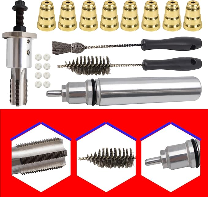 SMMS Injector Sleeve Cup Installation Removal Tool Kit with Sleeves & Brushes For ford 1994-2003 7.3L Diesel 12 Kits Per Box