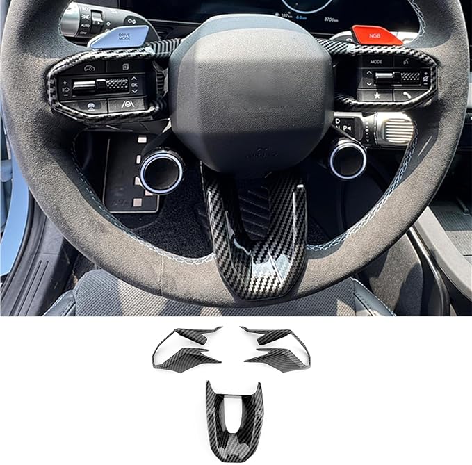 Car Steering Wheel Lower Trim Cover,Steering Wheel Trim Control Button Cover Compatible with Hyundai Ioniq 5 N Accessories (Carbon Fiber Style)