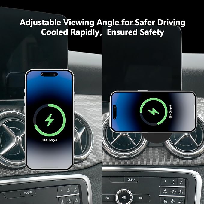 CLEC for Mercedes-Benz GLA-Class 2015-2020 CLA-Class 2013-2019 Magnetic Wireless Car Charger Phone Holder Mount 15W Fast Charging Car Phone Holder Wireless Charger