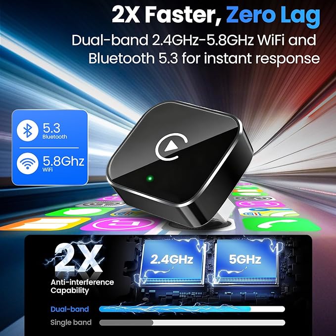 Wireless CarPlay Adapter2026 Upgraded – Suitable for Apple iPhone & Android, with Compact Size, Plug-and-Play Convenience, and Fast, Stable Connection for CarPlay & Android Applications