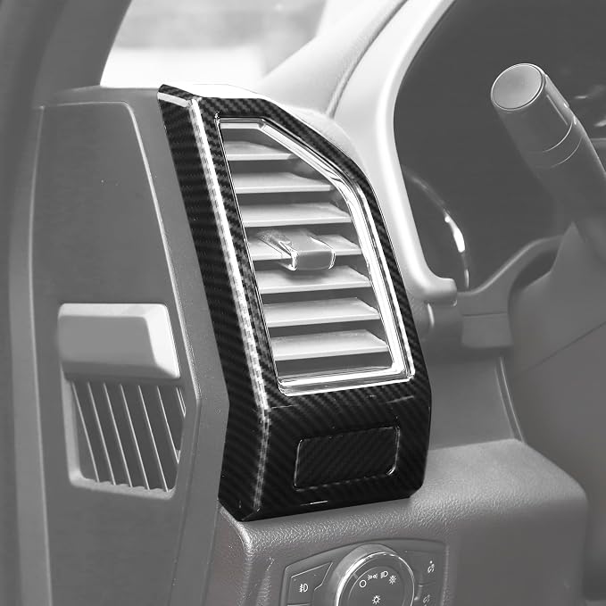 14PCS Carbon Fiber Interior Trim Panel Kits Fit for 2015-2020 Ford F150 Interior Decor Accessories Window Switch Dashboard Air Vent enter Console Power Outlet Panel Glove Box Handle Door Lock Pin Trim