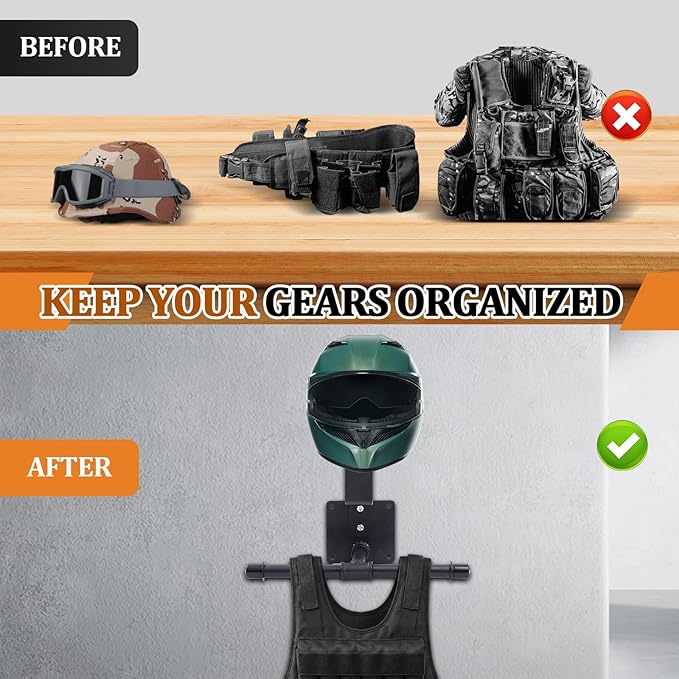 Yaocom Weight Vest Hanger Wall Mount Heavy Duty Tactical Gear Police Vest Holder Motorcycle Helmet Rack Stand for Gym Home Garage Train Armor Breastplate Backpack Organizers
