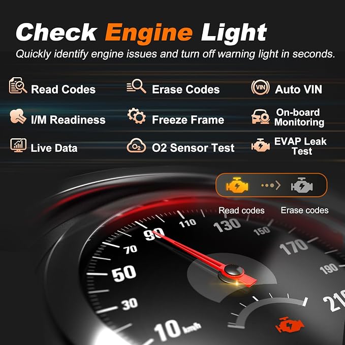 OBD2 Scanner Diagnostic Tool with Battery Test, Read&Clear Codes View Live Data I/M Readiness Freeze Frame, OBDII Check Engine Code Reader for 99% Cars Since 1996