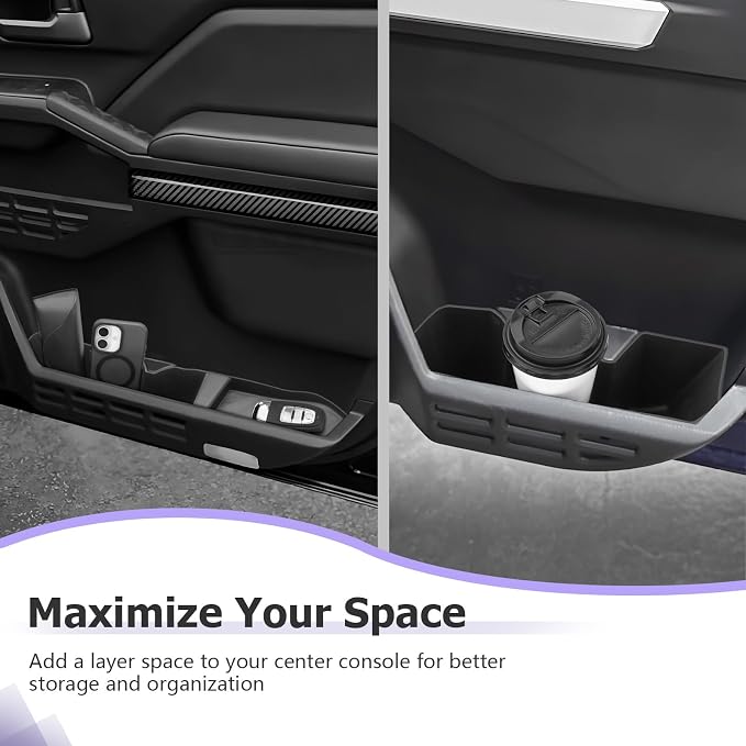 LUWU 2026 Tacoma Accessories Door Tray Organizer Compatible with Toyota Tacoma Accessories 2024 2025 2026 Door Side Storage Box Organizer Tray Insert Tray TPE Material Black 6PCS