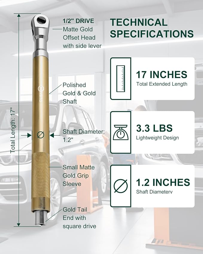 11 Piece 1/2" Offset Extension Wrench,Offset Extension Wrench Impact for Electric Drill with 9 Impact Socket, 1/2" drive handle, Multifunctional Electric Ratchet Wrench, Slim for Tight Spaces
