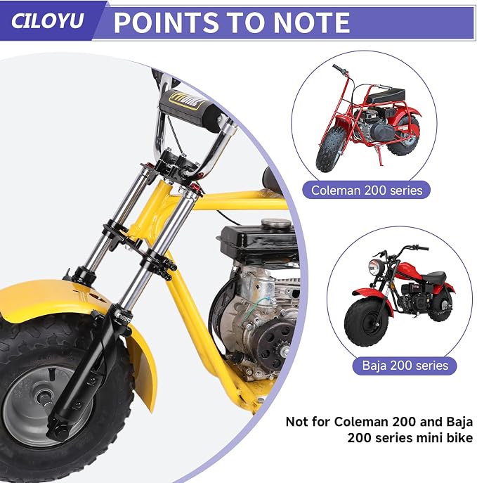 Mini Bike Front Forks Suspension Kit Replacement for Coleman Minibike CT100U Monster Mega Moto 80 105cc Motovox MBX10 MBX11 Baja Doodlebug DB30 Trailmaster Storm 200 Parts 7/8 Handlebar Risers
