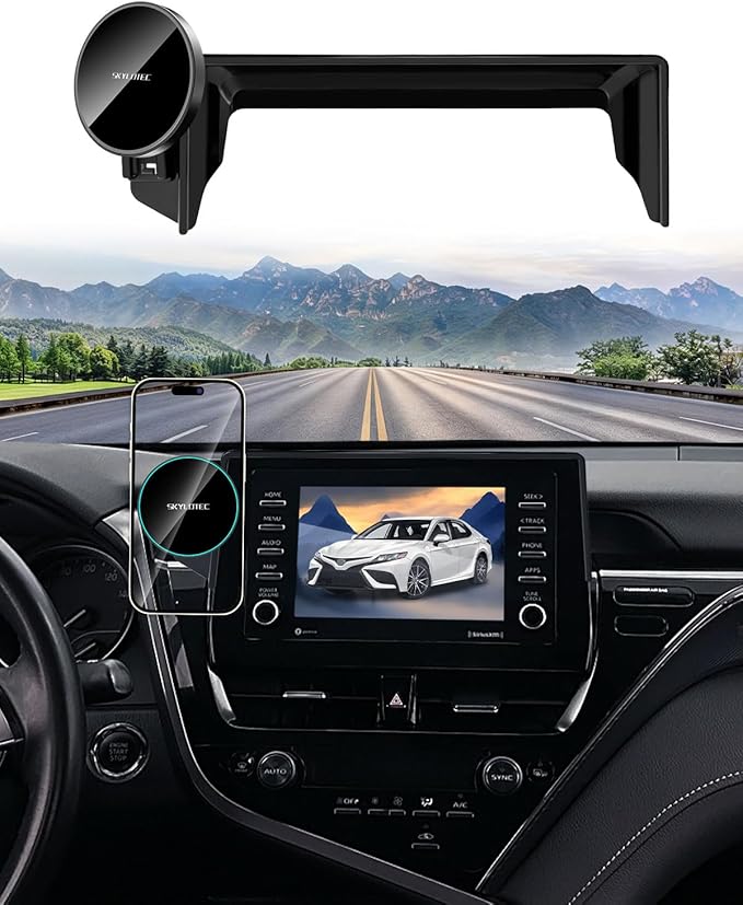 SKYLOTEC Phone Mount for Toyota Camry 2021-2024 Magnets Wireless Charger Phone Holder Compatible with MagSafe, 7-Inch Screen Cradles Bracket for Cell Phones (No Fit 9-inch)