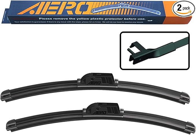 AERO Avenger 26"+26" Premium All-Season Windshield Wiper Blades with Extra Rubber Refills OEM Replacement for Mercedes-Benz S400 S500 S63 S65 SL500 SL55 AMG (Without Washer Nozzle) (Set of 2)