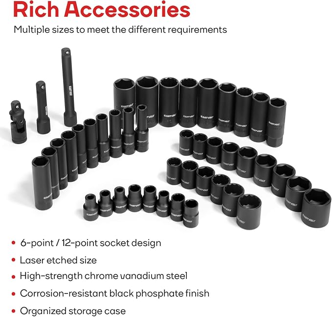 Eastvolt Mechanic Tool Kits (ASK06) and 12-Piece Flex-Head Ratcheting Wrench Set