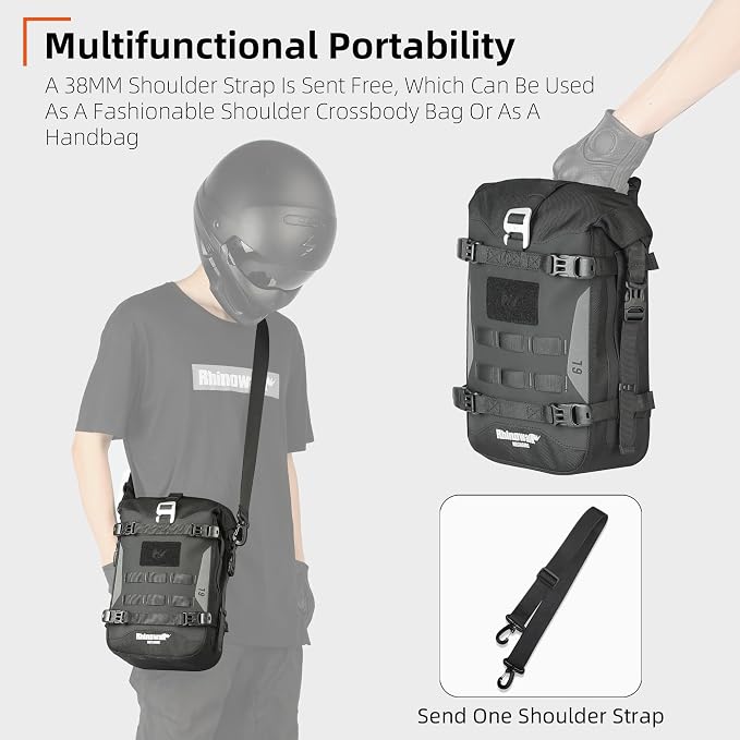 Motorcycle Crash Bar Bag 7L Waterproof Motorbike Side Pannier Bag with MOLLE System Tail Luggage for Adventure Touring Bikes Black 1pc