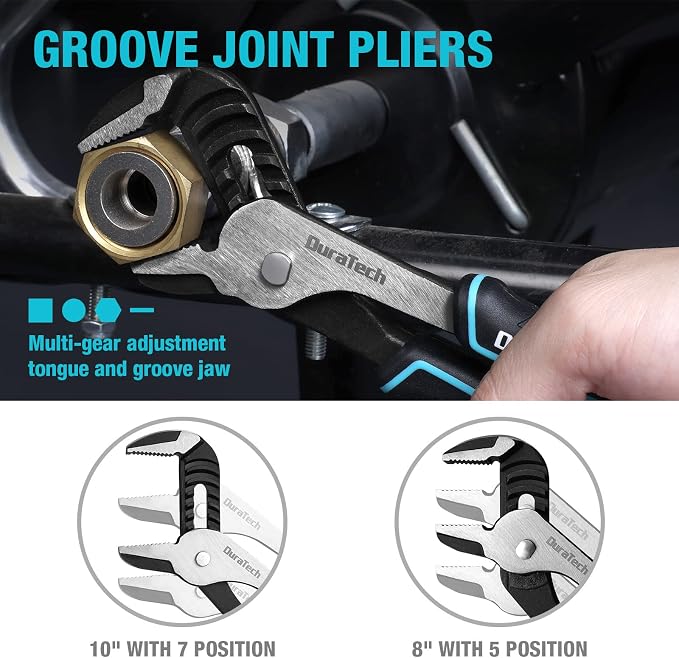 DURATECH 6-1/2Inch Long Nose Locking Pliers & DURATECH 7-Piece Pliers Set