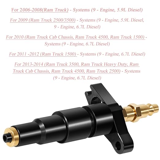 9007A 9007 Compression Test Adapter for 24V Cummins 1998-1/2 to Current 5.9 6.7 Liter Diesel Used with J-6692-B Compression Test Gauge.
