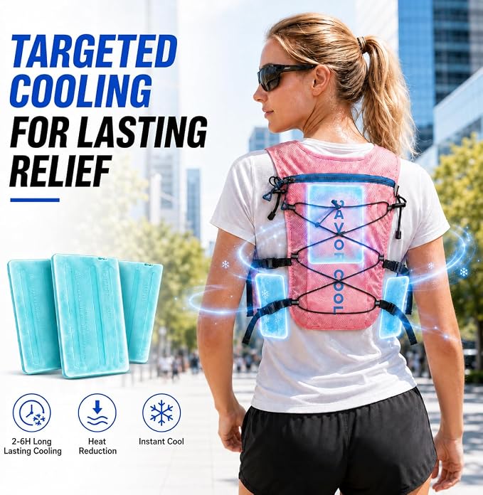 Cooling Hydration Vest with 2L BPA-Free Water Bladder, Running Vest with 3 Removable Cooling Packs, Lightweight Outdoor Hydration Pack for Hot Weather, Hiking, Cycling, Training