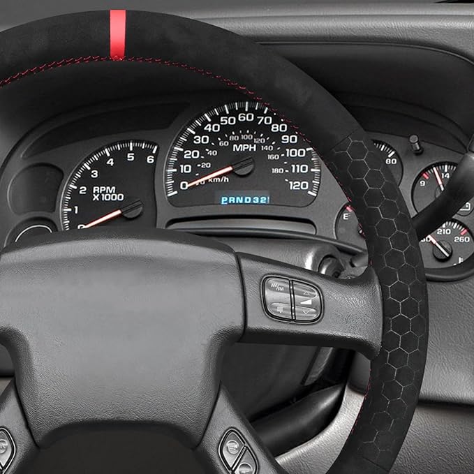 MEWANT Steering Wheel Cover for Chevy Silverado 1500/2500/3500 2003-2006 / Silverado 1500 2500HD 3500 Classic 2007 / Trailblazer 2002-2009 Hand-Stitched Steering Wheel Wrap