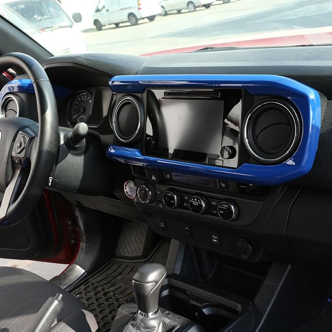 Lcojicep 14PCS Full Set Interior Decoration Trim Kit Compatible with Toyot@ Tacoma 2016-2022 Central Control Dashboard Frame Cover Shift Knob Cover Air Vent Trim Cover Window Button Cover (Deep Blue)