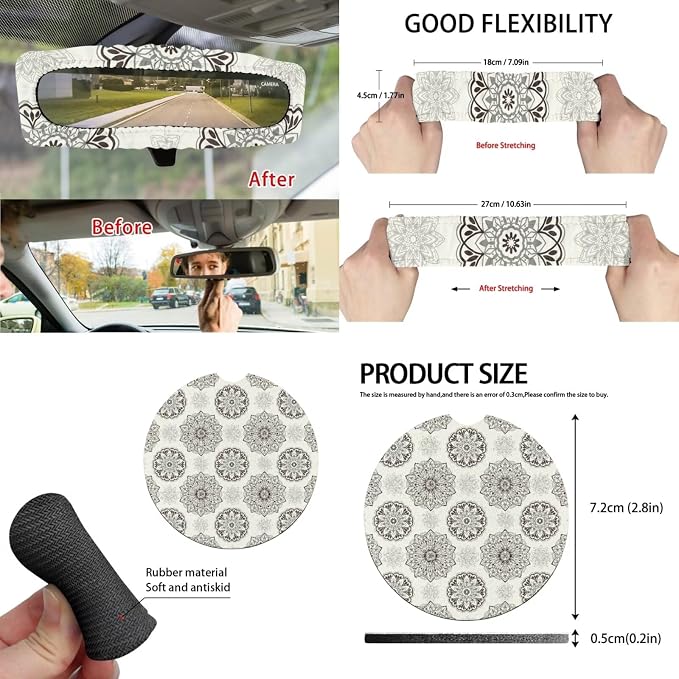 Neutral Tribal Car Seat Covers Set of 15 with Universal Steering Wheel Cover, Rearview Mirror Cover, Car Trash Can, Seatbelt Pads, Cup Holder Coasters, Keychains