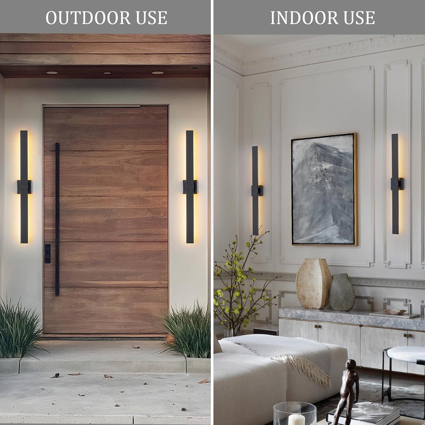 39.4" Long Outdoor Wall Lights Modern LED Exterior Lighting Fixtures Matte Black Outdoor Sconces Wall Lighting for House Front Door Porch Garage Patio