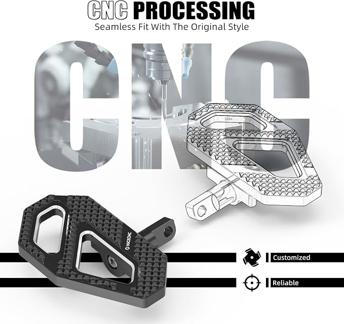NICECNC Black Rear Enlarged Passenger Footboard Aluminum Foot Pegs Compatible with Harley Road King Special FLHRXS 2017-2024, Replacement for 50208-04, See Fitments