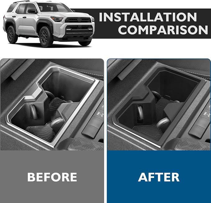 BIBLOZ Cup Holder Insert Compatible with Toyota 4Runner 2025 2026 Accessories Silicone Material Center Console Cup Holder Protector Organizer