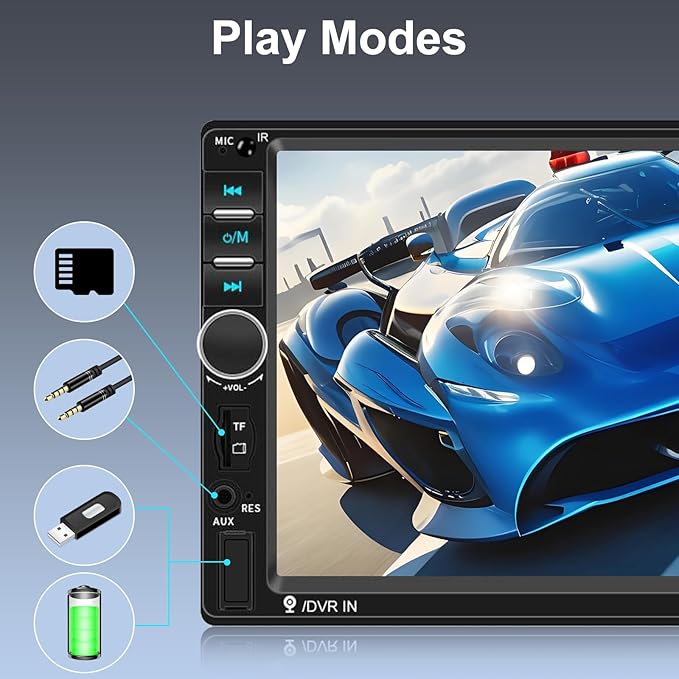 Nhopeew Double Din Car Stereo with Bluetooth and Backup Camera 7 Inch Touch Screen Car Radio Support AUX/USB/TF Card/Mirror Link/Steering Wheel Control