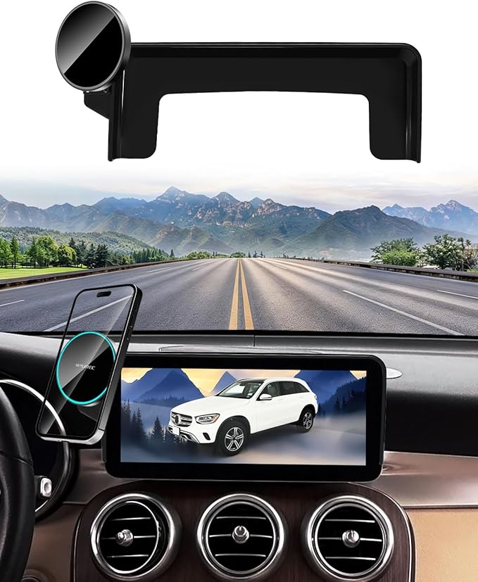 Phone Mount for Mercedes Benz GLC 2020-2022/C-Class 2019-2021/V-Class 2020-2022 Accessories 10.25-Inch Screen, Magnetic Car Phone Holder for MagSafe, Magnets Fast Wireless Charger Cell Phone Base