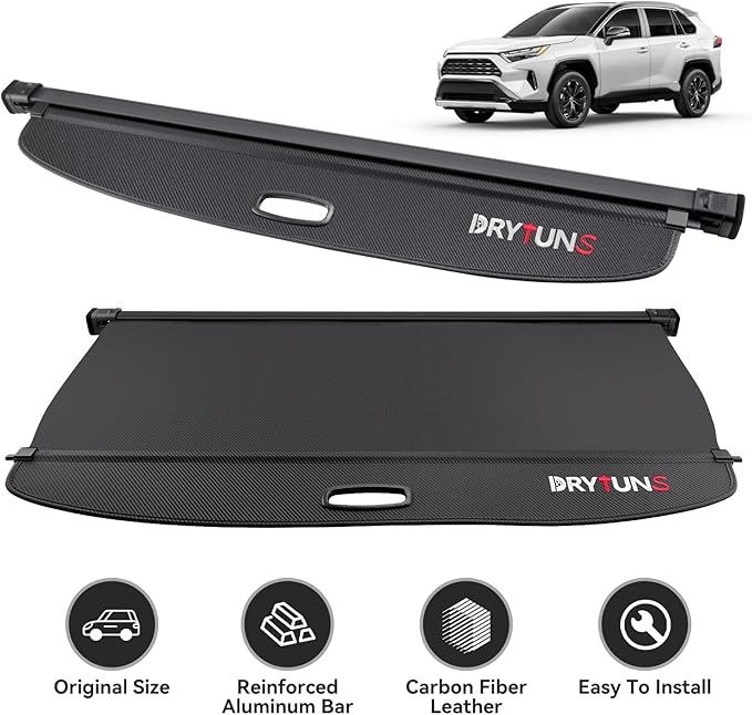 Cargo Cover for Toyota RAV4 2019-2026, Retractable Trunk Cover for Toyota RAV4 2019-2026, Anti-Peeping Security Shield Shade, Black