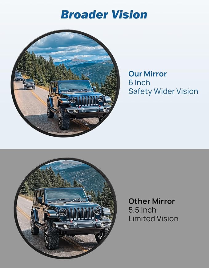 JOYTUTUS Doors off Mirrors Compatible with 2018-2023 Wrangler JL & 2020-2023 Gladiator JT, Off-Road Rearview 6 Inch Mirror with Ball Adapter, Broad Vision, No Shaking, US Flag Pattern