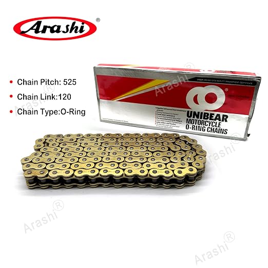 Arashi 525 O-Ring Drive Chain 120 Links with Connecting Master Link for Honda CBR600RR 2003-2022, CBR600F3 1997-1998, CBR600F4 1999-2000, CBR600F4i 2001-2006, Motorcycle Parts Gold