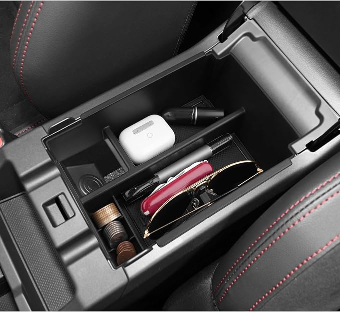 LUWU Center Console Organizer Compatible with 2022-2024 2025 2026 Subaru WRX Accessories Armrest Console Secondary Storage Box Insert Tray ABS Material Black (CVT Automatic Performance Transmission)