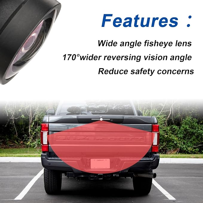 Rear View Backup Camera Compatible with Ford F250 F350 F450 F550 Super Duty 2017 2018 2019 2020 2021 2022 Replace# JC3T-19G490-AD Only for 6pin Plugs