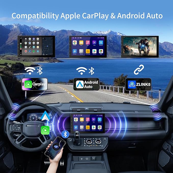 Haudio 7 Inch Double Din Car Stereo with Wireless Apple CarPlay & Android Auto, 2+32G Android 13 Car Radio, Bluetooth, GPS Navigation, FM AM RDS, IPS Touchscreen, Backup Camera Ready