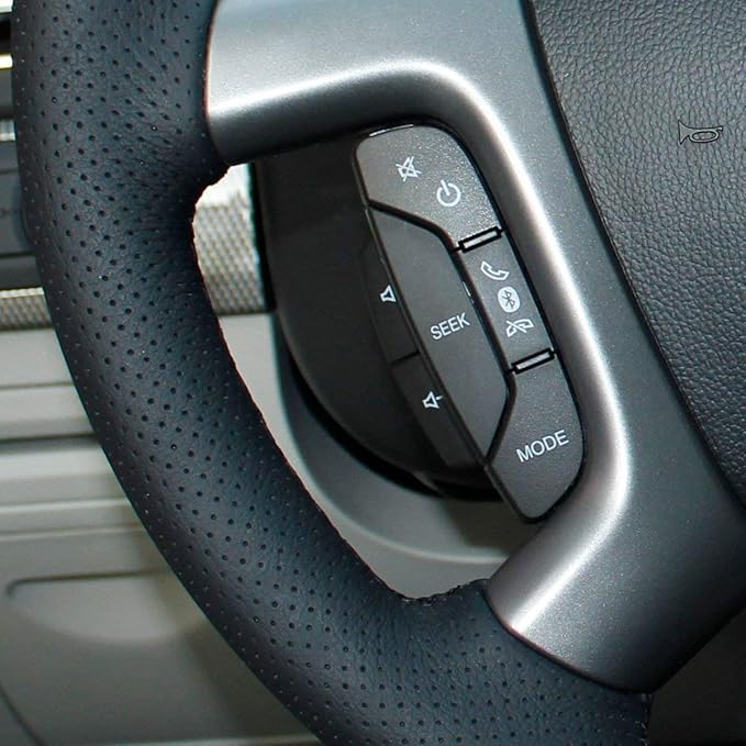 Loncky Genuine Leather Car Steering Wheel Cover for Chevrolet 2008-2013 Silverado 1500 /Silverado 2500 3500/2007-2014 Tahoe/2007-2014 Suburban 1500/2007-2013 Avalanche 1500/2009-2015 Traverse/Express