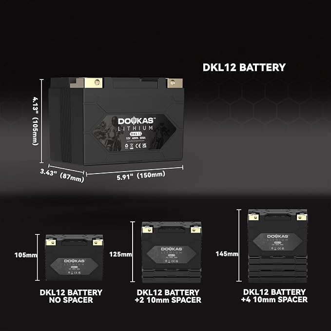 DKL12 YTX12-BS 550A LiFePO4 Motorcycle Lithium Battery, 12V 4Ah Powersports Battery, Compatible Jet Ski, Lawn Mower, Scooter, Generator Battery, Snowmobile