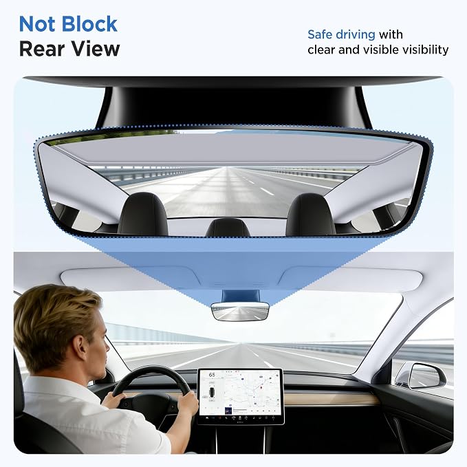 2026 Upgrade Sunshade Roof for Tesla Model 3 Highland 2022-2026 [No-Gap/Sag-Free] Heat Insulation Glass Roof Sunshade Sunroof for Tesla Model 3 Accessories 2026 2025 2024 202 2022 Black