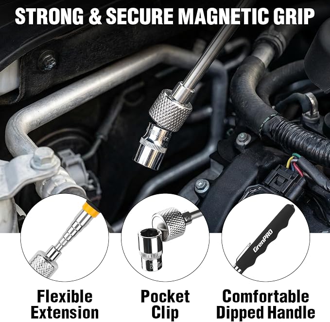 GRENPRO Magnetic Tool Mat 2-Pack, Non-Slip Magnetic Tool Organizer & Telescoping, Heavy-Duty Tool Pad for Mechanics, Garage, Workshop & Auto Repair