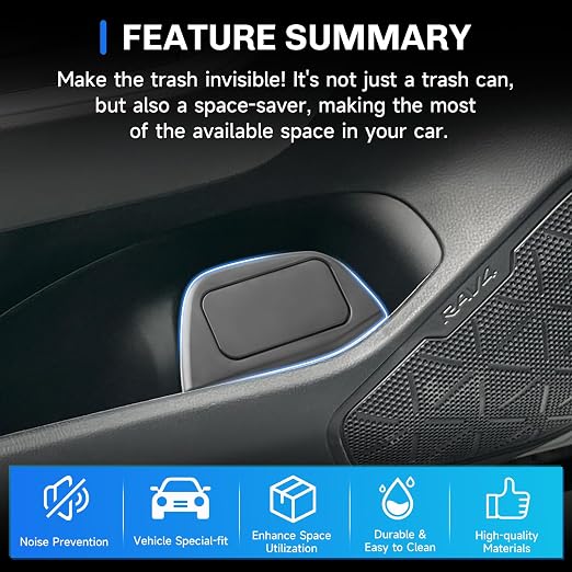 SXCY 2PCS for Toyota RAV4 Trash Can for 2019-2024 2025 Toyota RAV4 Accessories Front Door Side Trash Can [OEM-Fit] Garbage Bin Storage Box Waterproof Leak-Proof Trash Bin w/Lid Odor-Free Storage