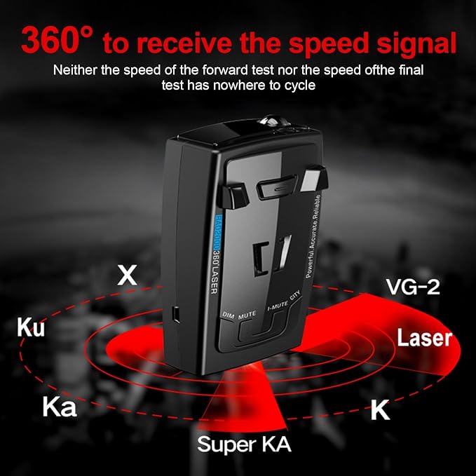 Radar Detector, Radar Detectors for Cars, Up to 1100 Yards Long Range Detection, X/K/Ka/KU/ST/CT Band & Laser Detection with Voice Alert, Intelligent False Alert Filter, Includes Suction Cup Mount