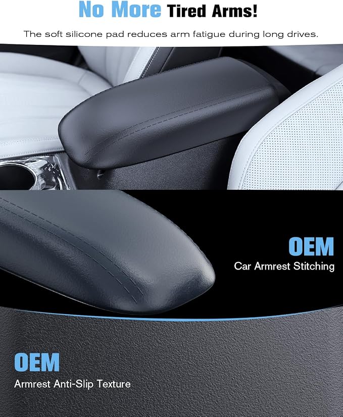 For 2020-2026 Ford Escape & 2021-2026 Bronco Sport CX430 2-in-1 Silicone Center Console Armrest Cover& Armrest Hidden Privacy Tray - [OEM Design& Friendly Liquid Silicone Rubber] - Thin Black
