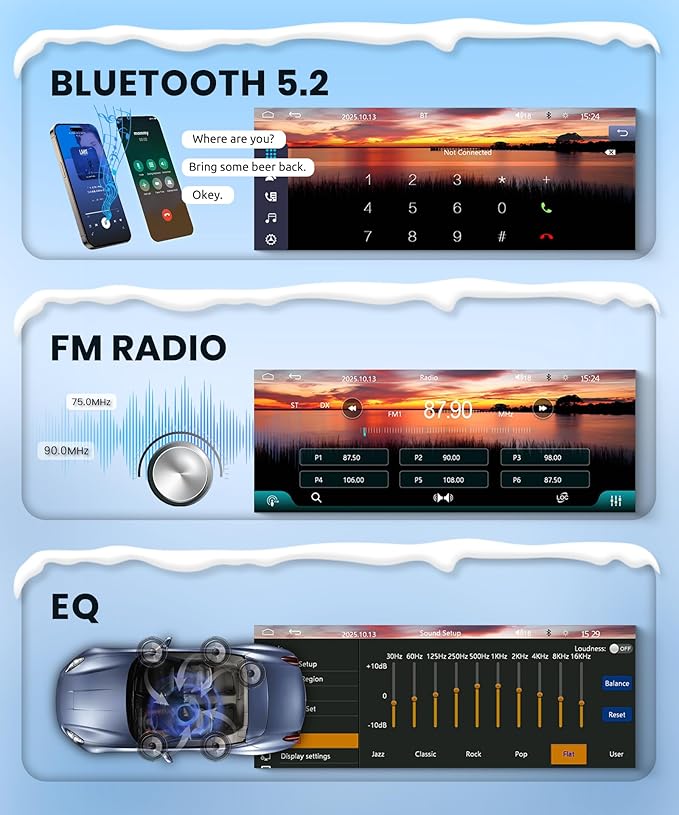 Car Stereo Single Din Wireless Carplay 1 Din Touch Screen Android Auto, Rimoody 6.28 inch Car Radio with Bluetooth 5.2 Mirror Link FM/EQ USB/AUX/TF/SWC Car Audio Receiver with Backup Camera