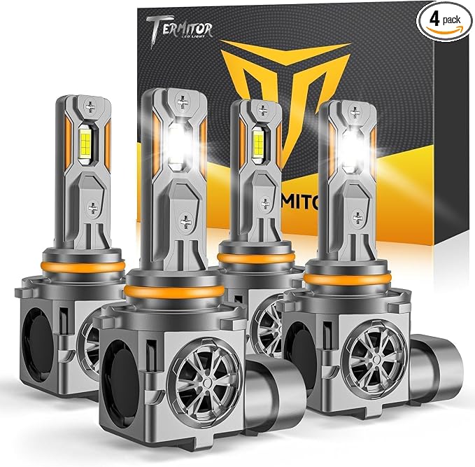 Termitor 9005 9006 Light Bulbs Combo, 110,000LM 900% Super Brighter, 6500K Cool White, 1:1 Mini Halogen Size 9005 HB3 & 9006 HB4 Accessory Fog Light with Cooling Fan, Plug and Play, Pack of 4