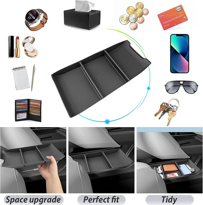 SKTU for 2026 2027 Cadillac Vistiq Center Console Organizer for 2026+ Cadillac Vistiq (Luxury/Premium Luxury/Sport/Platinum) Lower Center Console Tray Cadillac Vistiq 2026 2027 Accessories Rubber Tray