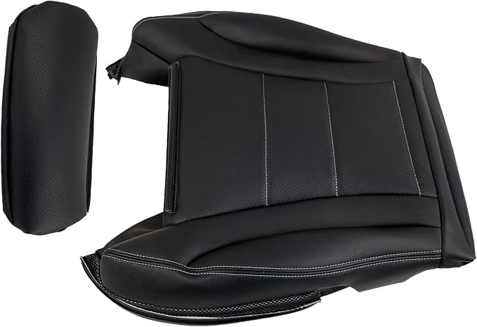 Driver Side Bottom Leather Replacement for 2015-2021 Mercedes Benz C300 Seat Cover (Black)