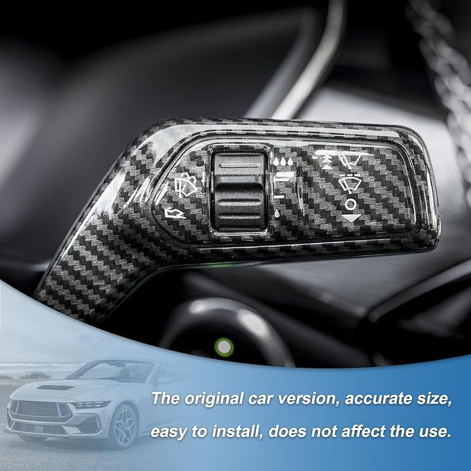 Carbon Fiber Headlight Turn Signal Switch Cover & Wiper Switch Cover Compatible with Ford Mustang 2024 2025
