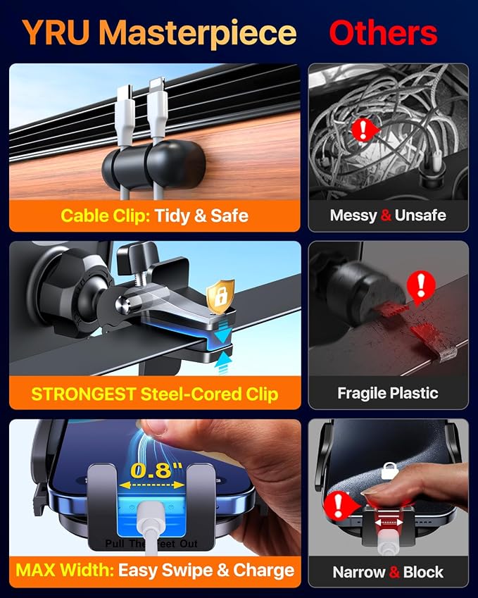【2026 BEST & Military-Grade】Car Phone Holder Mount,【360° Rotatable Suction & 100+LBS Safest Strongest & Patent Certs】Dashboard Windshield Vent Truck Stand for iPhone 17 16 Pro Max Samsung, Matt Black
