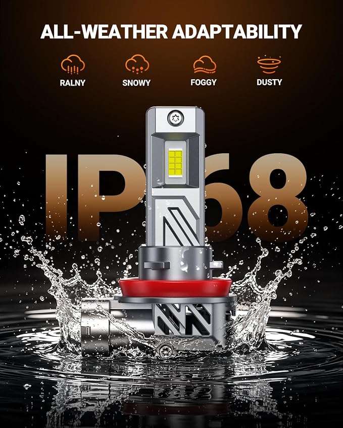 SEALIGHT H11/H8/H9 LED Bulb, 88000LM Brighest H9/H8 Light Lamp, 9X 6500K White Output Canbus Ready, IP68 Waterproof and 80000Hrs Long Lifespan, 3Min Installation, Pack of 2