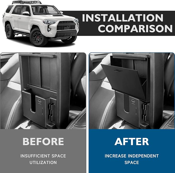 BlBLOZ Center Console Hidden Box Organizer Compatible with Toyota 4Runner 2010-2022 2023 2024 Accessories Armrest Hidden Organizer Secret Compartment Organizer